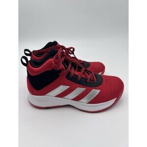 Adidas Cross Em Up 5 Kids Size 1.5 Red Black Silver Sneakers Basketball Shoes